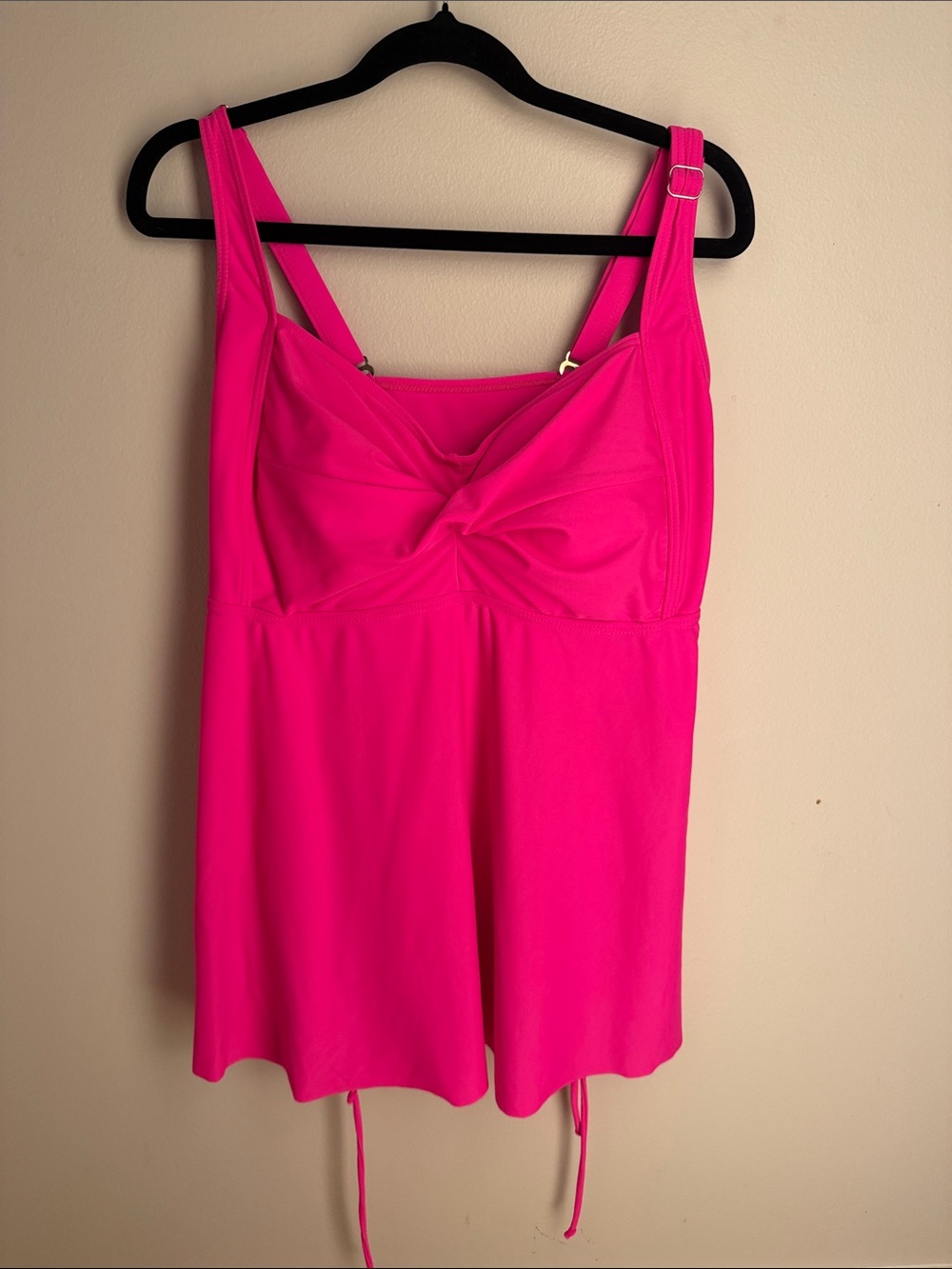 Bright Pink Twist-Front Swimdress